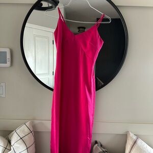 HOT PINK LONG SILK DRESS